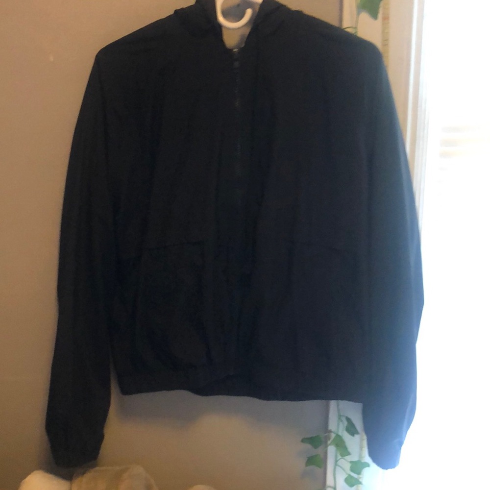 Solid Black Windbreaker | Womens